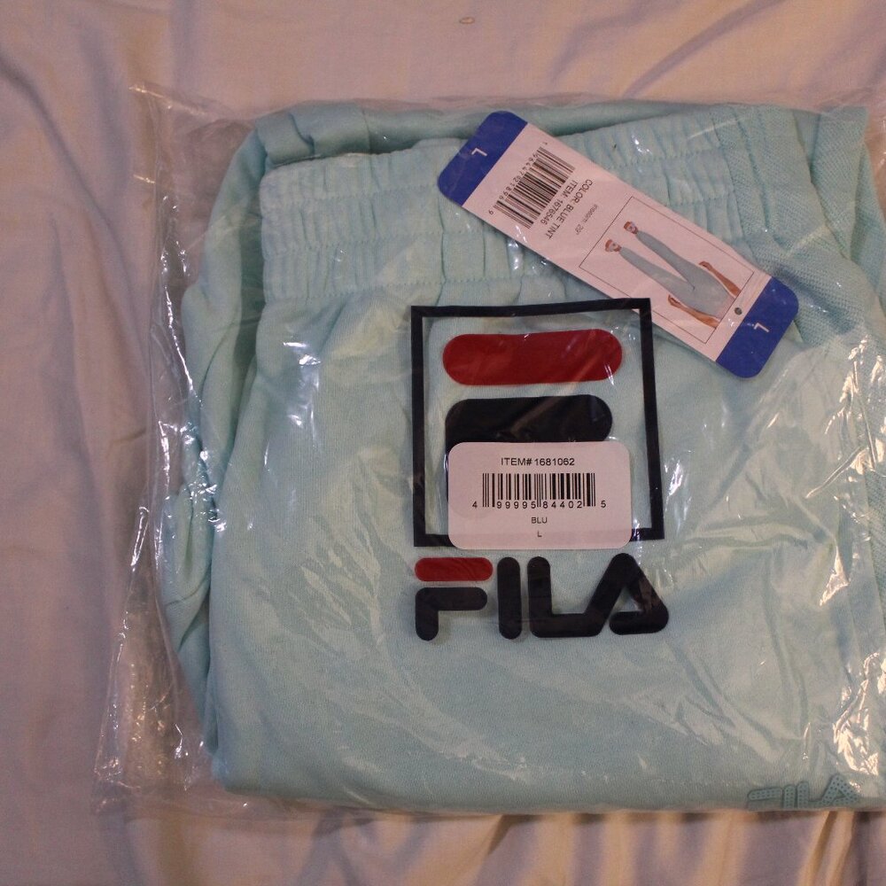 NWT FILA Womens French Terry Drawstring Jogger Blue Tint Size L